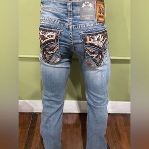 Deniko jeans premium cotton blue embroidery pockets slim straight